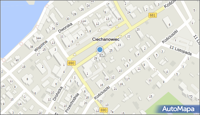 Ciechanowiec, Plac 3 Maja, 28, mapa Ciechanowiec