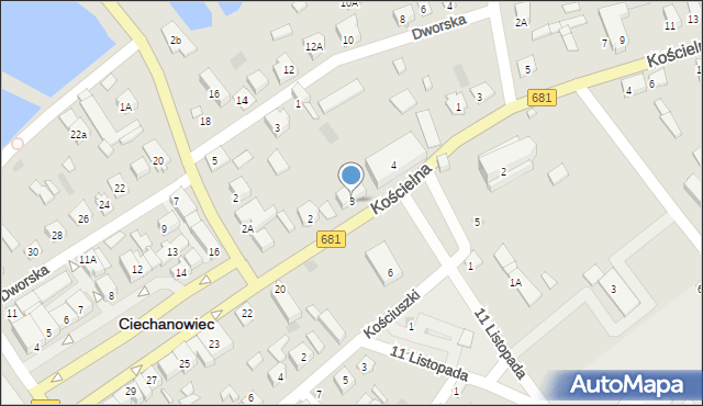 Ciechanowiec, Plac Kluka Krzysztofa, ks., 3, mapa Ciechanowiec