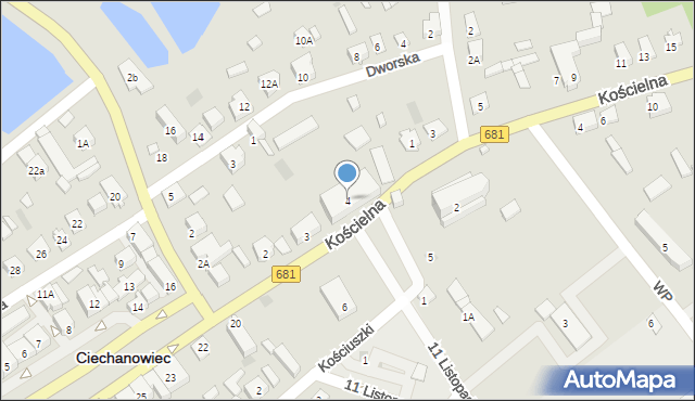 Ciechanowiec, Plac Kluka Krzysztofa, ks., 4, mapa Ciechanowiec