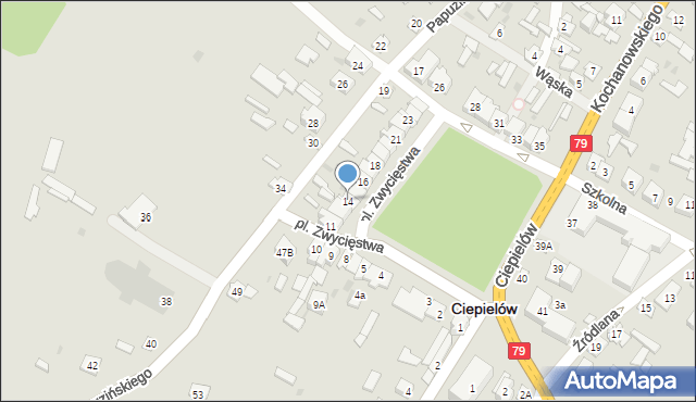 Ciepielów, Plac Zwycięstwa, 14, mapa Ciepielów