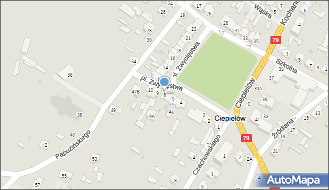 Ciepielów, Plac Zwycięstwa, 8, mapa Ciepielów