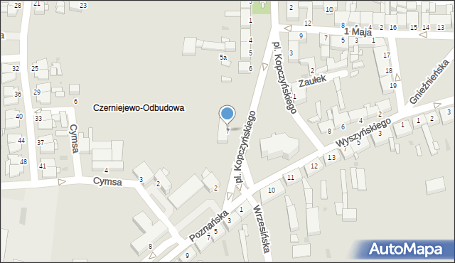 Czerniejewo, Plac Kopczyńskiego Onufrego, ks., 7, mapa Czerniejewo