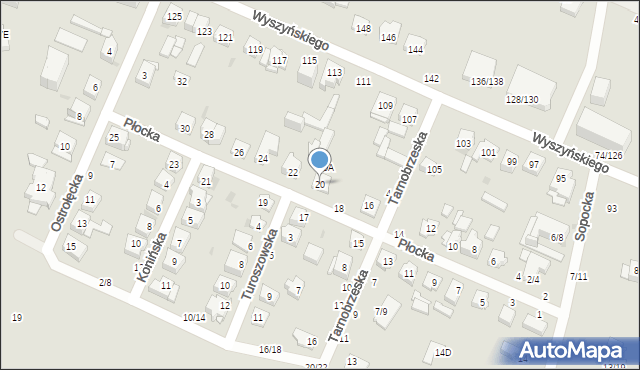 Częstochowa, Płocka, 20, mapa Częstochowy