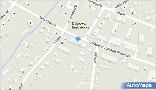 Dąbrowa Białostocka, Plac Kościuszki Tadeusza, gen., 1, mapa Dąbrowa Białostocka