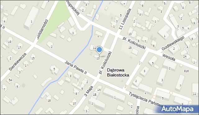 Dąbrowa Białostocka, Plac Kościuszki Tadeusza, gen., 13, mapa Dąbrowa Białostocka