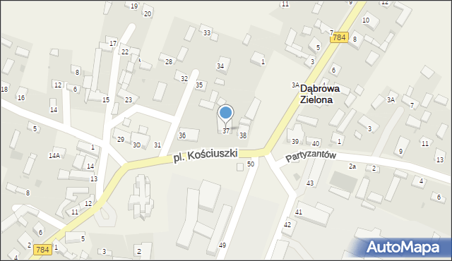 Dąbrowa Zielona, Plac Kościuszki Tadeusza, gen., 37, mapa Dąbrowa Zielona