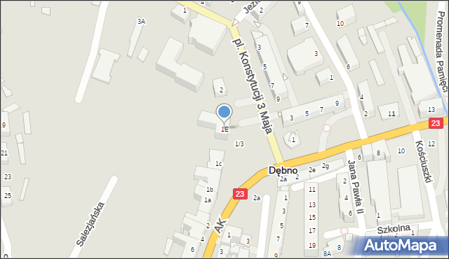 Dębno, Plac Konstytucji 3 Maja, 1E, mapa Dębno