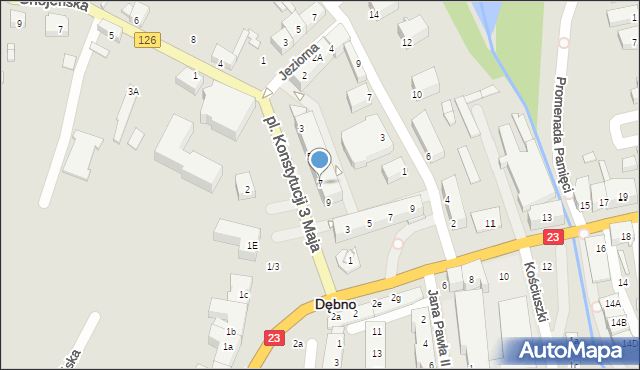 Dębno, Plac Konstytucji 3 Maja, 7, mapa Dębno