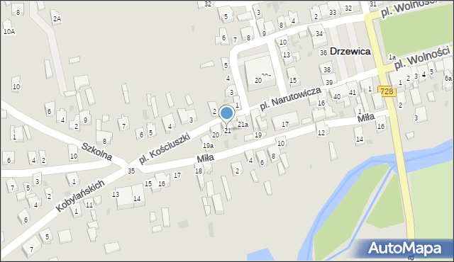 Drzewica, Plac Kościuszki Tadeusza, gen., 21, mapa Drzewica