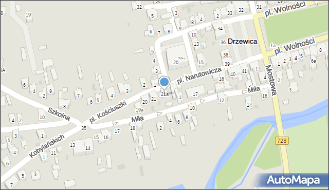 Drzewica, Plac Kościuszki Tadeusza, gen., 21a, mapa Drzewica