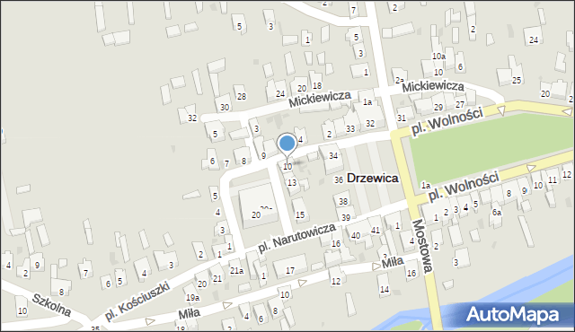 Drzewica, Plac Narutowicza Gabriela, 10, mapa Drzewica