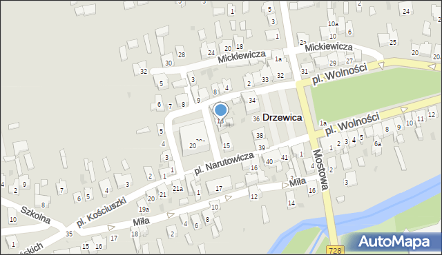 Drzewica, Plac Narutowicza Gabriela, 14, mapa Drzewica