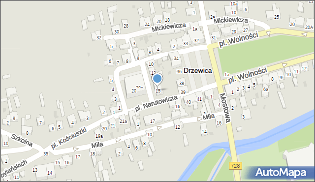 Drzewica, Plac Narutowicza Gabriela, 15, mapa Drzewica