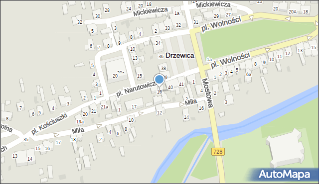 Drzewica, Plac Narutowicza Gabriela, 16, mapa Drzewica