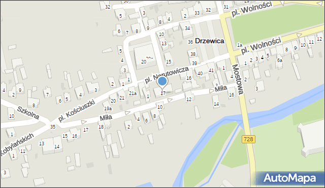 Drzewica, Plac Narutowicza Gabriela, 17, mapa Drzewica