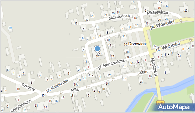 Drzewica, Plac Narutowicza Gabriela, 20, mapa Drzewica