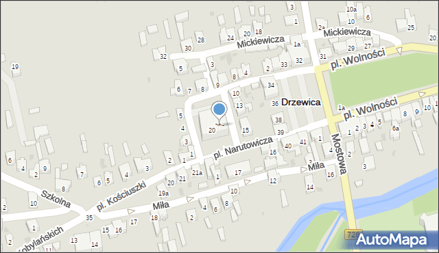 Drzewica, Plac Narutowicza Gabriela, 20a, mapa Drzewica