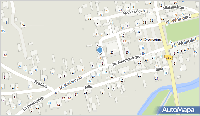 Drzewica, Plac Narutowicza Gabriela, 3, mapa Drzewica