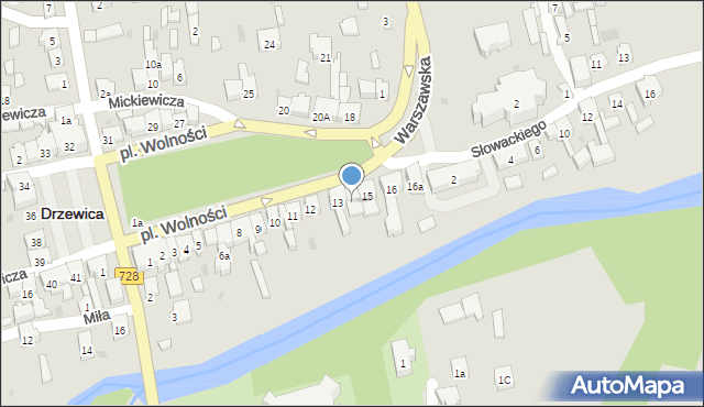 Drzewica, Plac Wolności, 14, mapa Drzewica