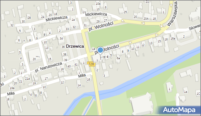 Drzewica, Plac Wolności, 2, mapa Drzewica