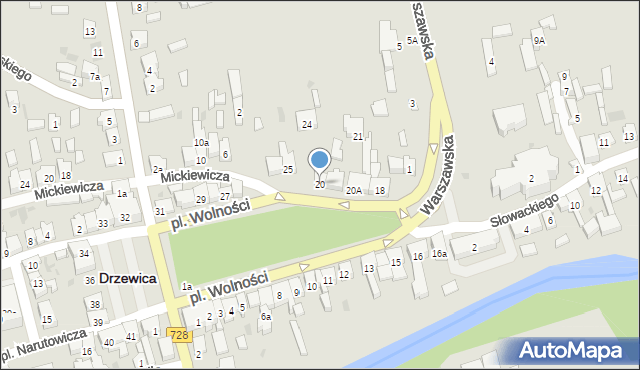 Drzewica, Plac Wolności, 20, mapa Drzewica