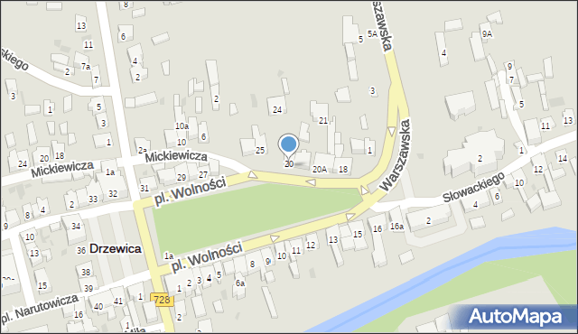 Drzewica, Plac Wolności, 23, mapa Drzewica