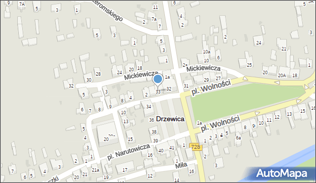 Drzewica, Plac Wolności, 33, mapa Drzewica