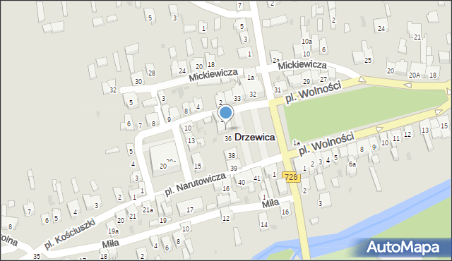 Drzewica, Plac Wolności, 35, mapa Drzewica