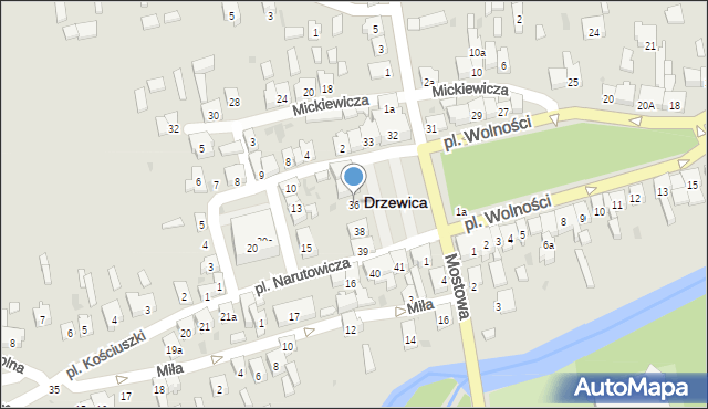 Drzewica, Plac Wolności, 36, mapa Drzewica