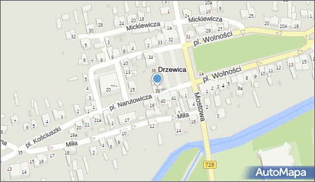 Drzewica, Plac Wolności, 39, mapa Drzewica