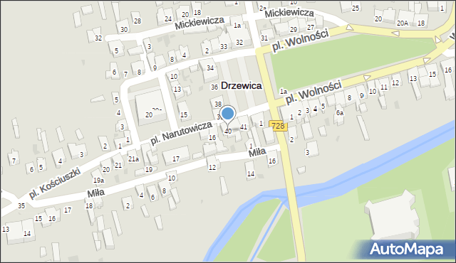 Drzewica, Plac Wolności, 40, mapa Drzewica