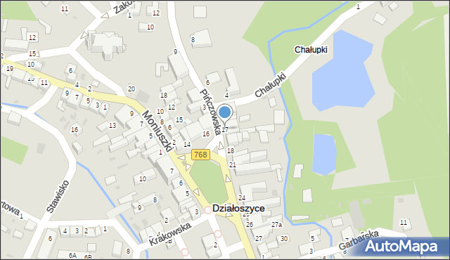 Działoszyce, Plac Partyzantów, 17, mapa Działoszyce