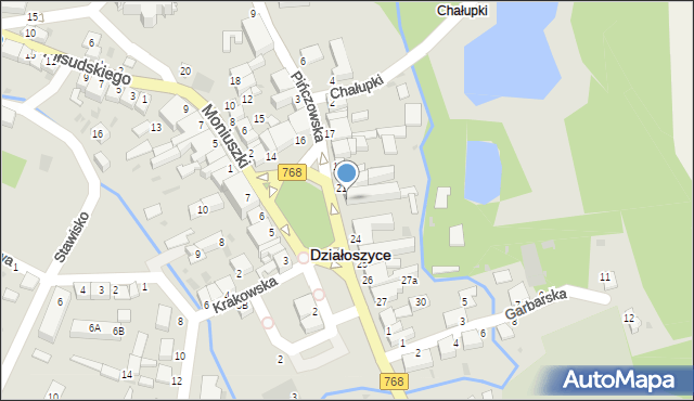 Działoszyce, Plac Partyzantów, 23, mapa Działoszyce