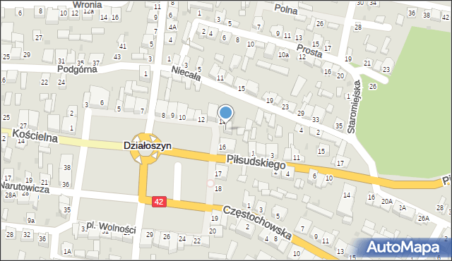 Działoszyn, Plac Wolności, 15, mapa Działoszyn