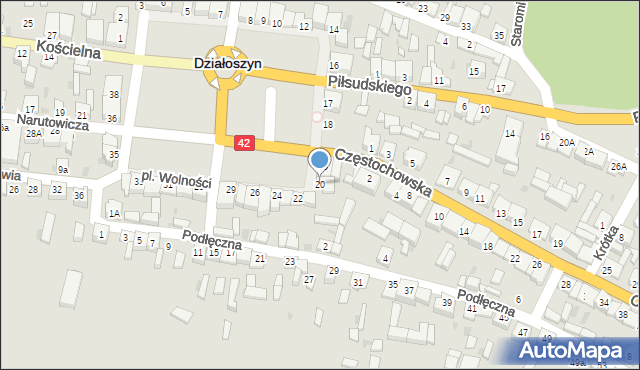 Działoszyn, Plac Wolności, 20, mapa Działoszyn