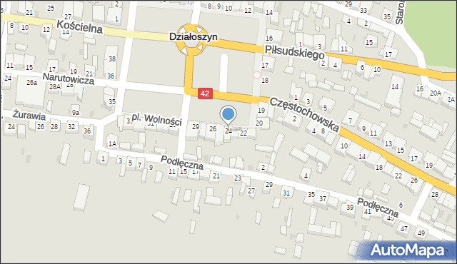 Działoszyn, Plac Wolności, 24, mapa Działoszyn