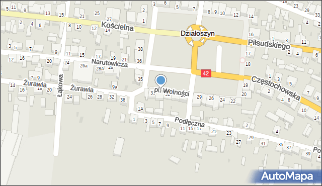 Działoszyn, Plac Wolności, 32, mapa Działoszyn