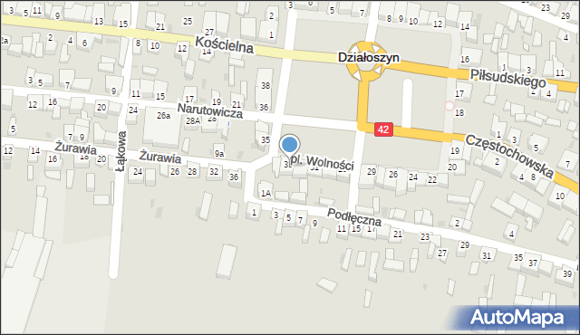 Działoszyn, Plac Wolności, 34, mapa Działoszyn