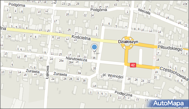 Działoszyn, Plac Wolności, 37, mapa Działoszyn