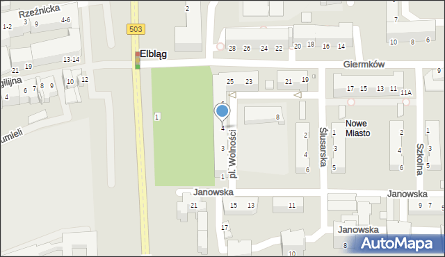 Elbląg, Plac Wolności, 4, mapa Elbląga