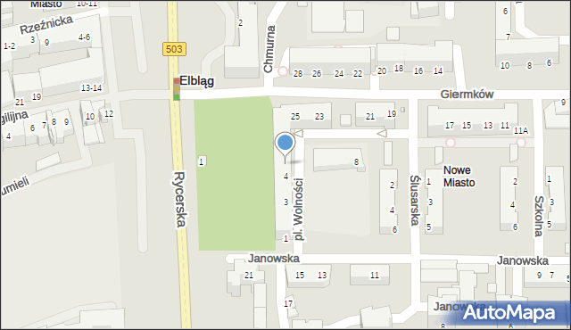 Elbląg, Plac Wolności, 5, mapa Elbląga