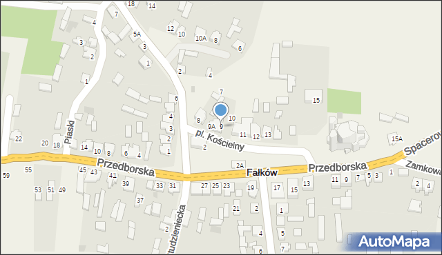 Fałków, Plac Kościelny, 9, mapa Fałków