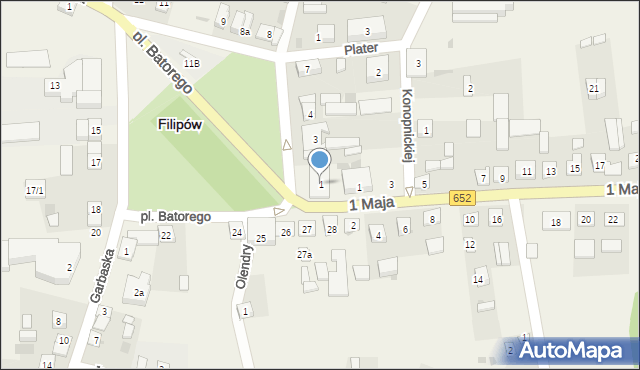 Filipów, Plac Stefana Batorego, 1, mapa Filipów