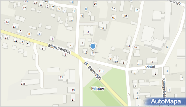 Filipów, Plac Stefana Batorego, 11, mapa Filipów