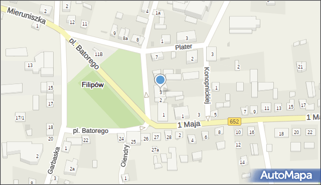 Filipów, Plac Stefana Batorego, 3, mapa Filipów