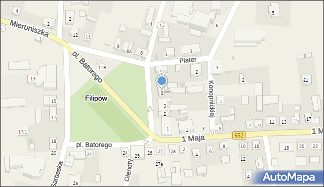 Filipów, Plac Stefana Batorego, 4, mapa Filipów