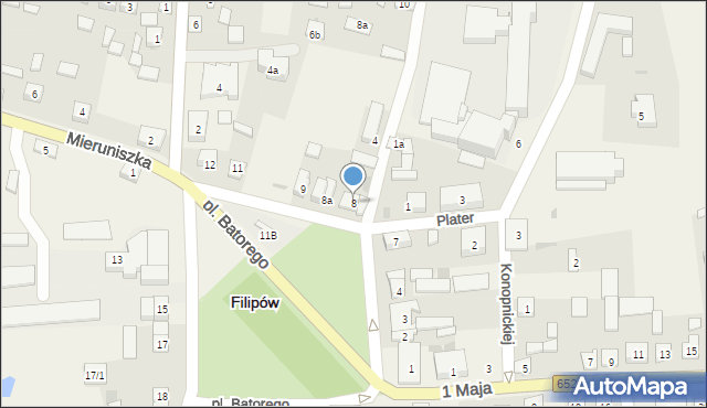 Filipów, Plac Stefana Batorego, 8, mapa Filipów