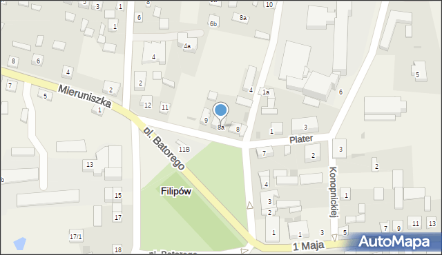 Filipów, Plac Stefana Batorego, 8a, mapa Filipów