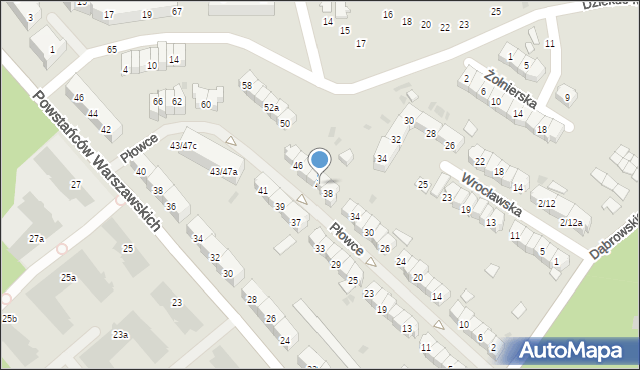 Gdańsk, Płowce, 40, mapa Gdańska