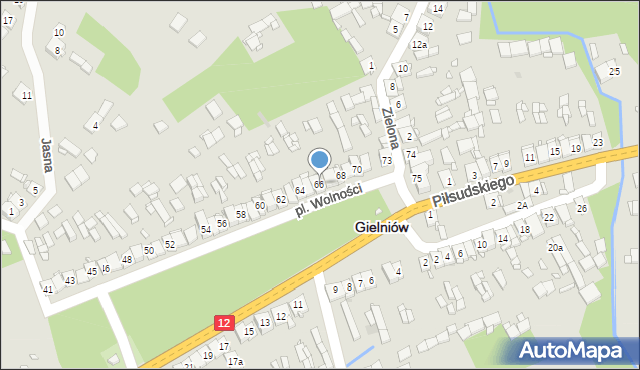 Gielniów, Plac Wolności, 66, mapa Gielniów